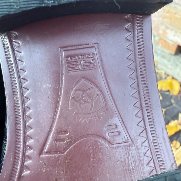 Ariat Black Leather Ankle Boots Croc Embossed Chukka Lace Up Booties - Picture 10 of 12